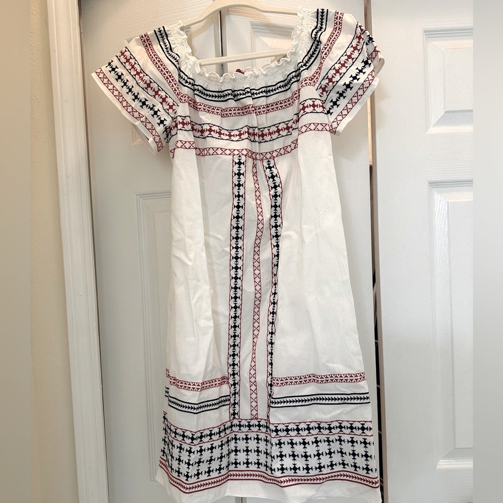 Short sleeve smocked neck dress